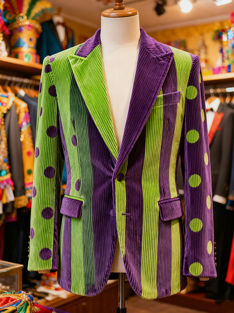 Men's Carnival Color Block Patchwork Corduroy Suit Jacket elevenforest