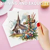 6pcs Diamond Painting Cross Church Greeting Card Set with Envelope Daily Wishing Cards for Birthdays Thanksgiving & Special Occasion