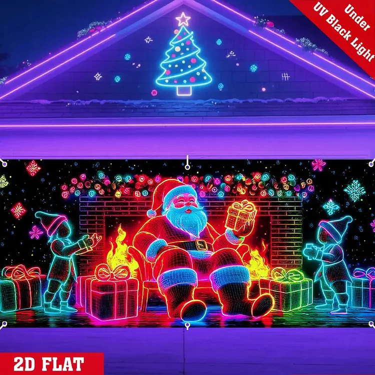 UV Reactive Christmas Garage Door Banner