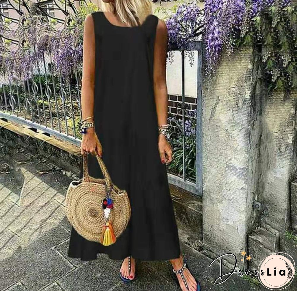 Solid Color Dress Sleeveless Plus-size Skirt White Dresses