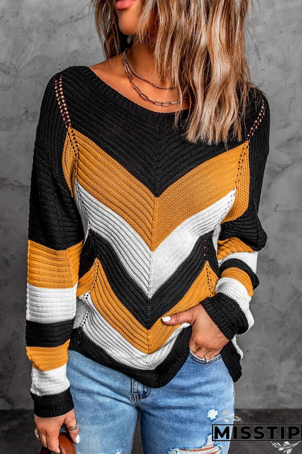 Burgundy Casual Patchwork Contrast O Neck Tops