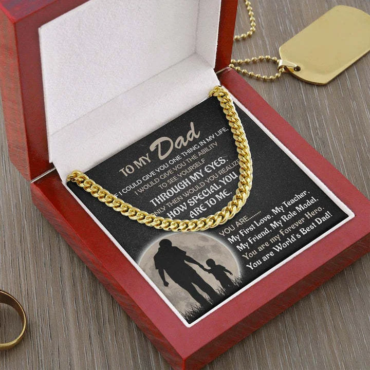 To My Dad Gift Titanium Steel Cuban Chain Father's Day Chain Necklace