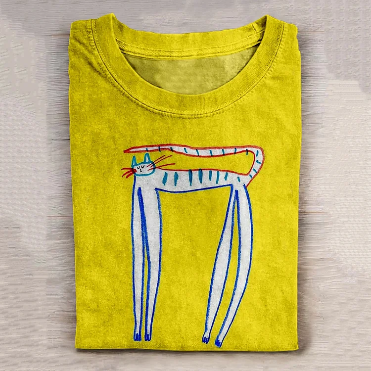 Cat Art Print Casaul Short Sleeve T-Shirt