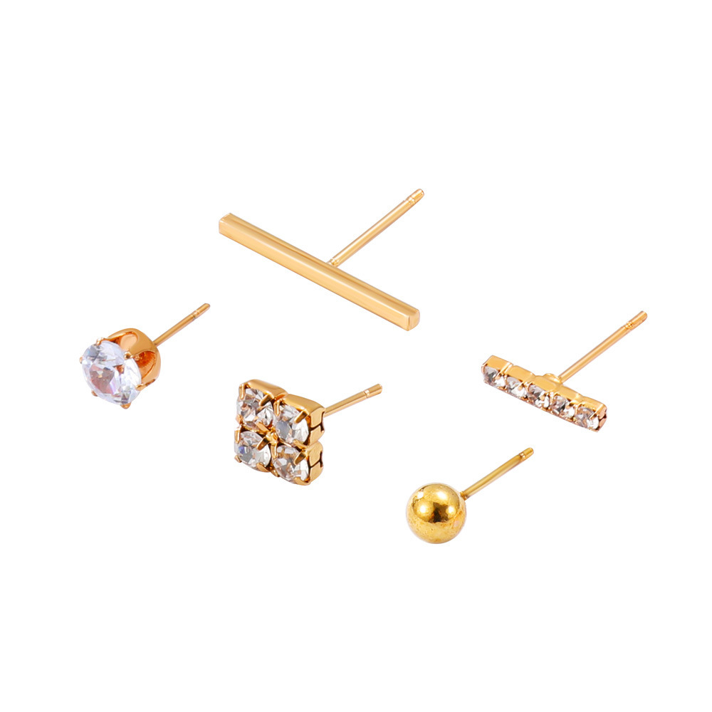 Geometric Stud Gold Plated Earrings Set