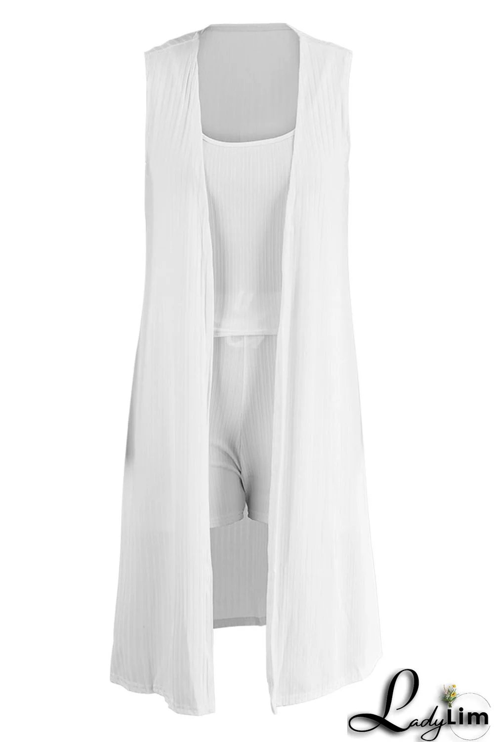 Black Casual Solid Patchwork U Neck Sleeveless Three Pieces