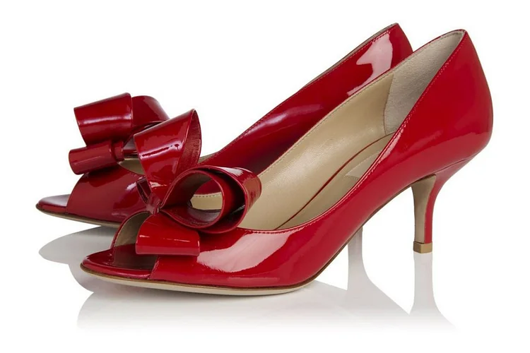 Women's Red Peep toe Stiletto  Heels Pumps |FSJ Shoes