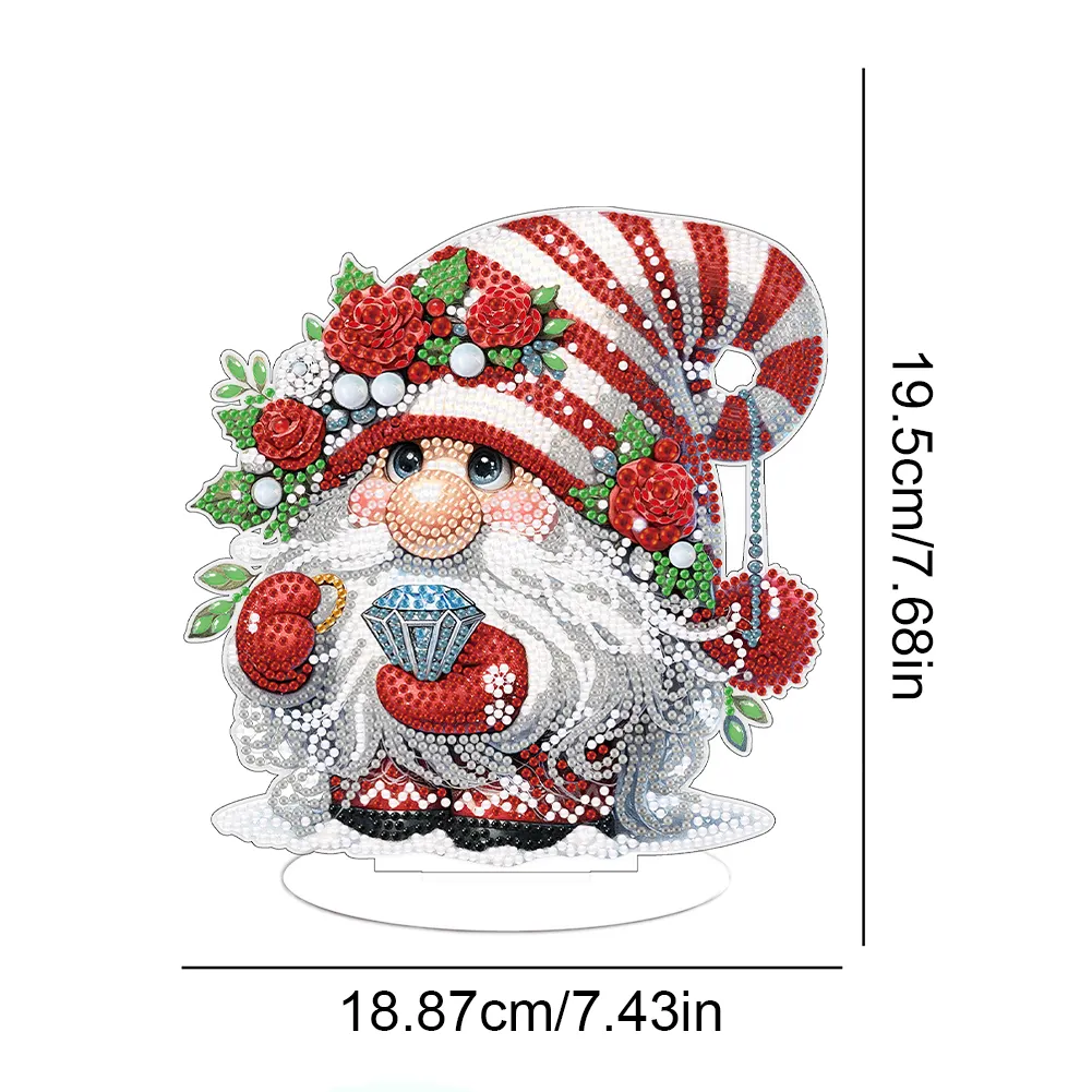 DIY Love Rose Gnome Single-Sided Acrylic Diamond Painting Tabletop Ornament for Home Office Desktop Decor