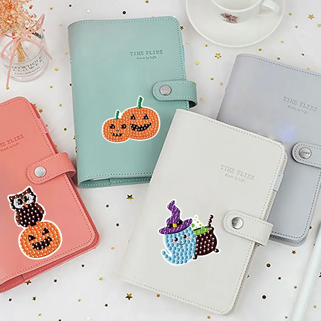 DIY Diamond Painting Sticker Diamond Art Stickers Arts and Crafts Decorative Diamond Stickers for Birthday Party Halloween Christmas Gifts (Halloween Pumpkin)