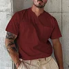Men's Elastic Cotton Pocket Short Sleeve V-neck T-shirt by Inlyline
