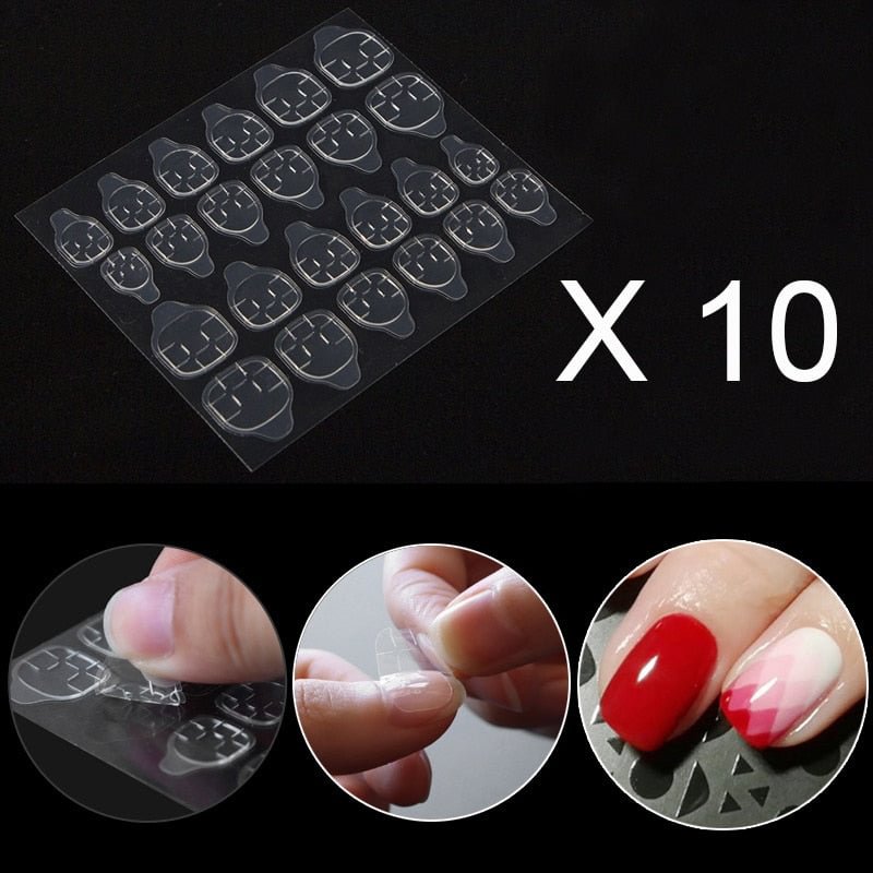 10 Sets To 20 Sets Per Pack Super Sticky False Nail Adhesive Tape 6 Sizes Easy To Use For Press On Fake Nail Toe Nails