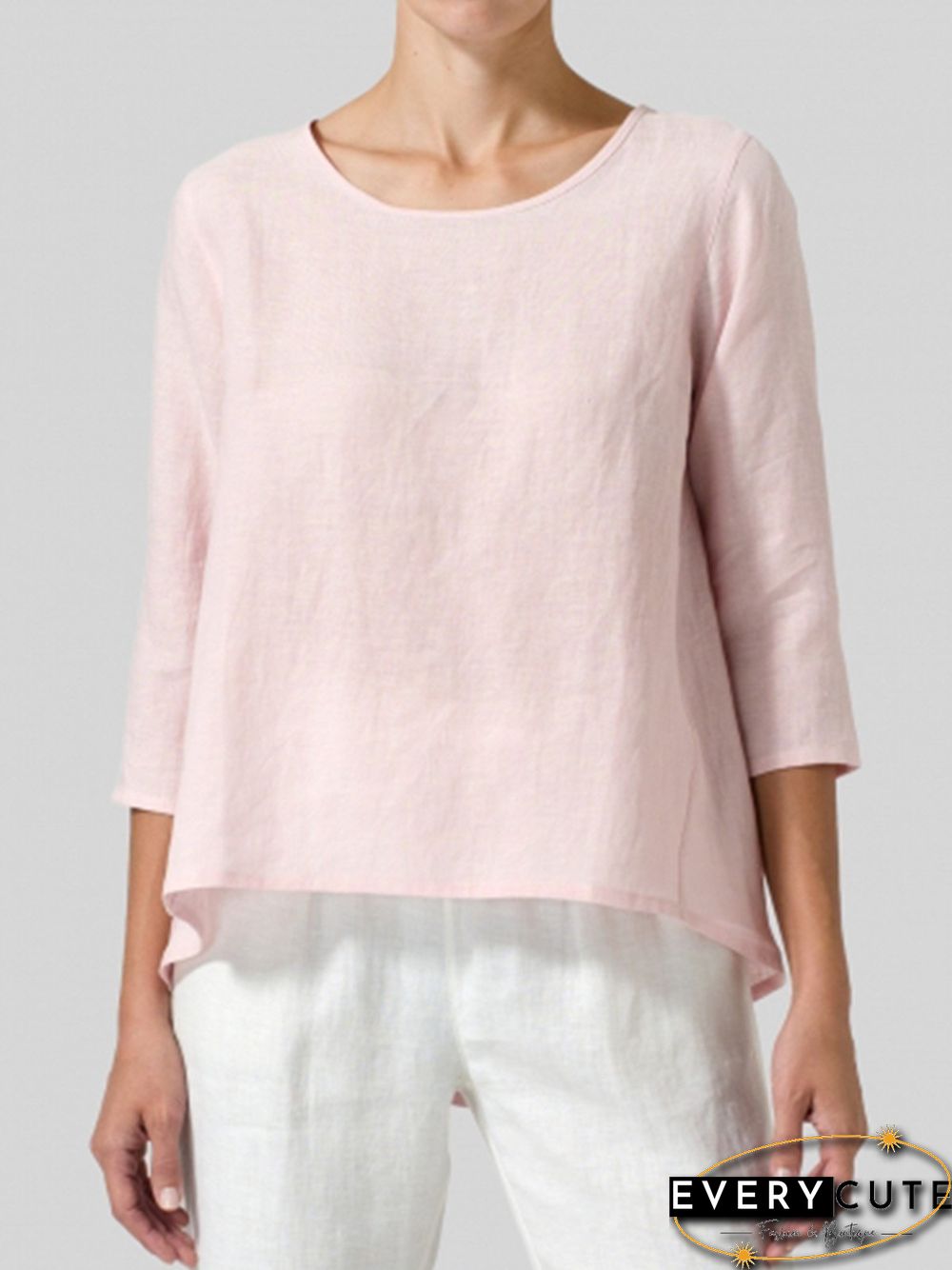 Women Casual 3/4 Sleeve Loose Tops Blouse Shirt