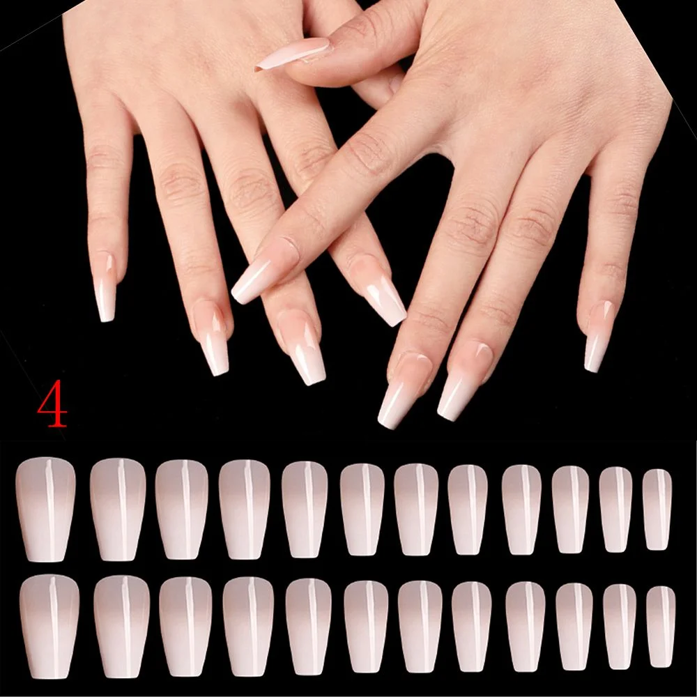24pcs/Set Detachable Long Coffin Fake Nails European Rainbow Ballerina Full Nail Art Tips Colorful Beauty Artificial False Nails-Nail Inspo
