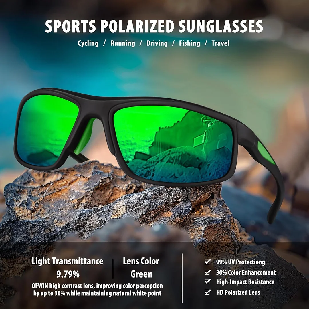 Sports Sunglasses for Men Women Polarized UV Protection Fishing Driving Cycling Bik Running Wrap Around Sun Glasses