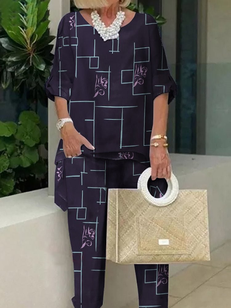 Printed Casual Women Two-piece Suit