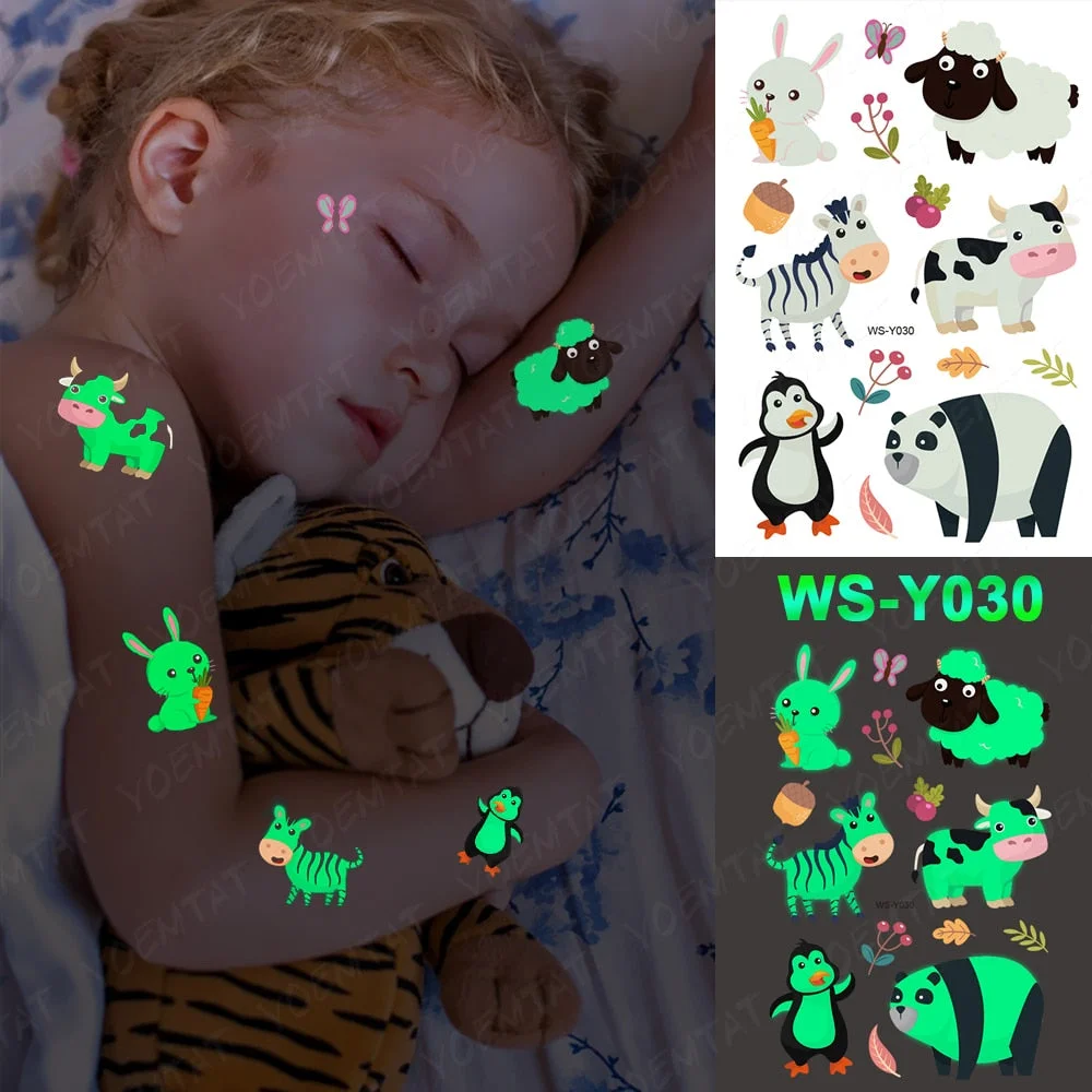 Luminous Glitter Tattoo Stickers Space Universe Children Temporary Waterproof Alien Tatto Body Art Cute Kid Cartoon Fake Tatoo