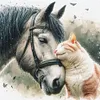 Horse And Cat-11CT Stamped Cross Stitch 40*40cm/15.75*15.75in tapestrymarket
