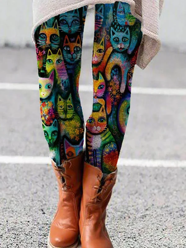 Art Cat Printed Casual Legging