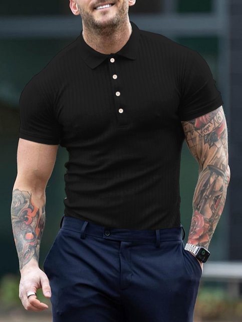 Men's Short Sleeve Black Polo Shirt