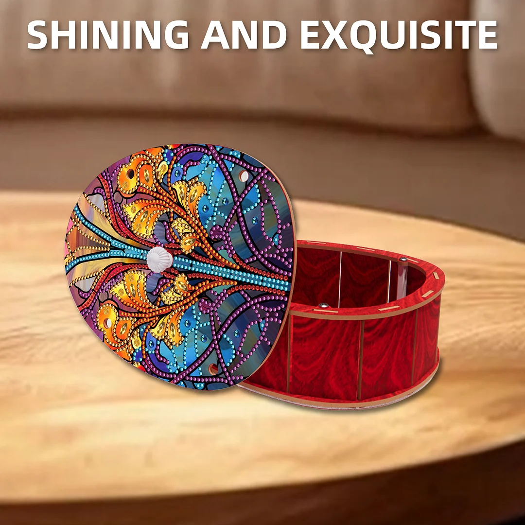 Flower DIY Diamond Art Crystal Painting Storage Box Egg-Shaped Wood Container