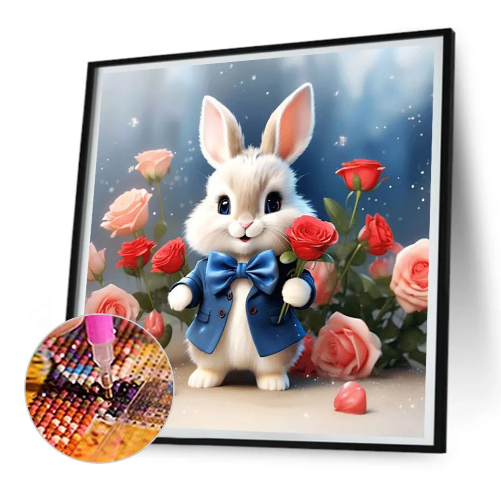 Diamond Painting - Full Round Drill - Flower Rabbit(Canvas|30*30cm)