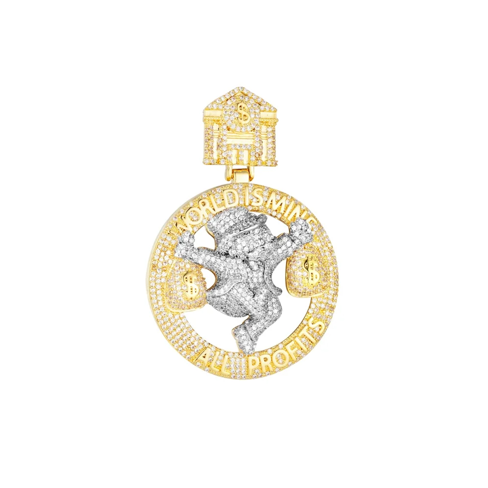 All Profit World Is Mine Letter Hip Hop Pendants