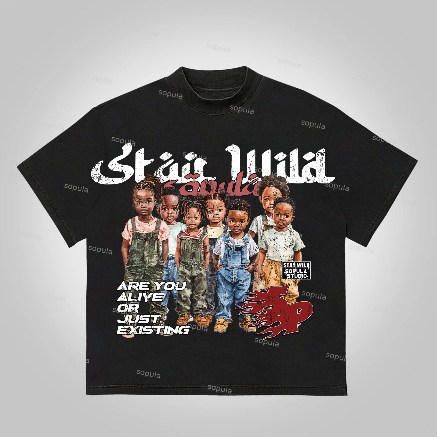 Sopula Cool Children Portraits Are You Alive Or Just Existing Print Cotton T-Shirt - SOPULA