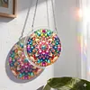 (18.5cm)DIY Acrylic Jigsaw Puzzle Window Hanging with Hanging Chain DIY Stained Glass Decoration Round Window Puzzle Decor for DIY Craft Project (Mandala)