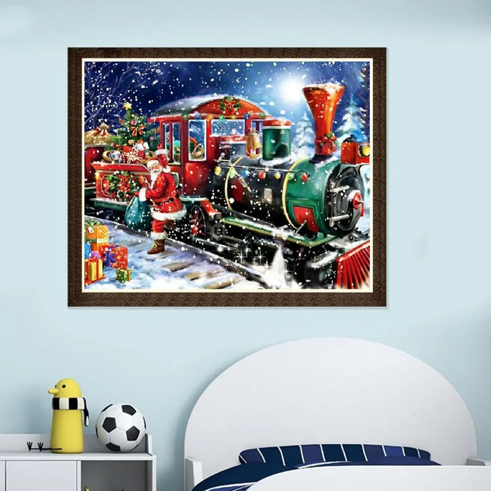 Diamond Painting - Full Round Drill - Christmas Train(40*30cm)
