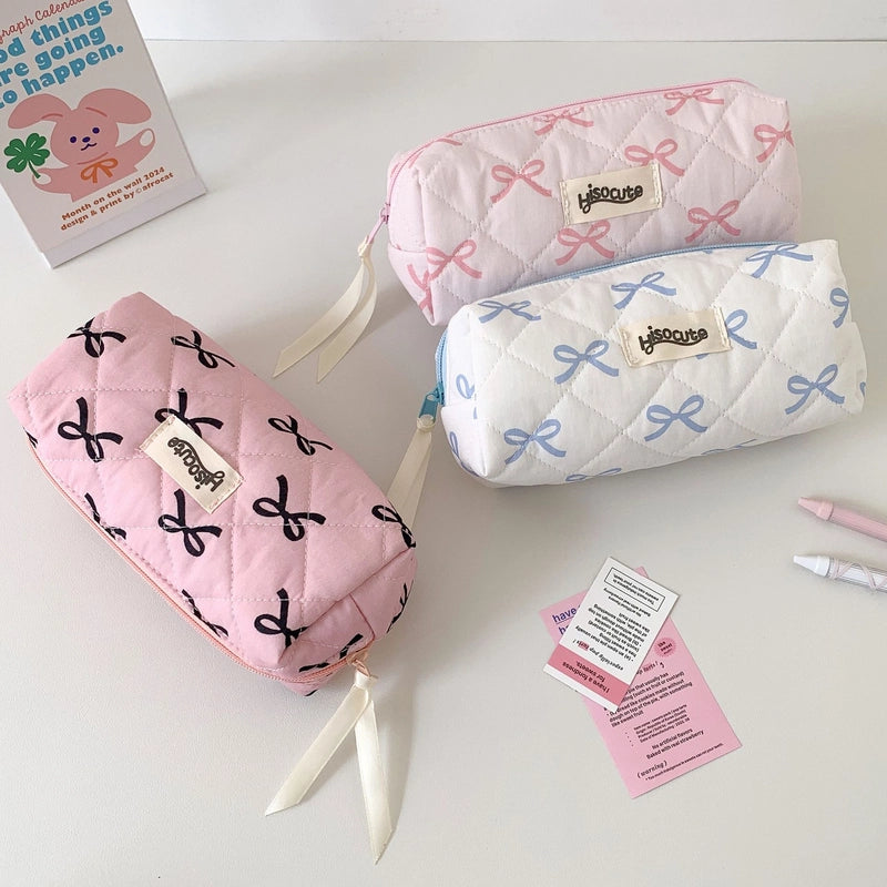 Bow Knot Polyester Learning Cartoon Style Minimalist Pencil Case