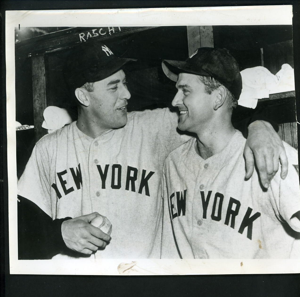 Vic Raschi & Charlie Silvera 1951 Press Photo Poster painting New York Yankees