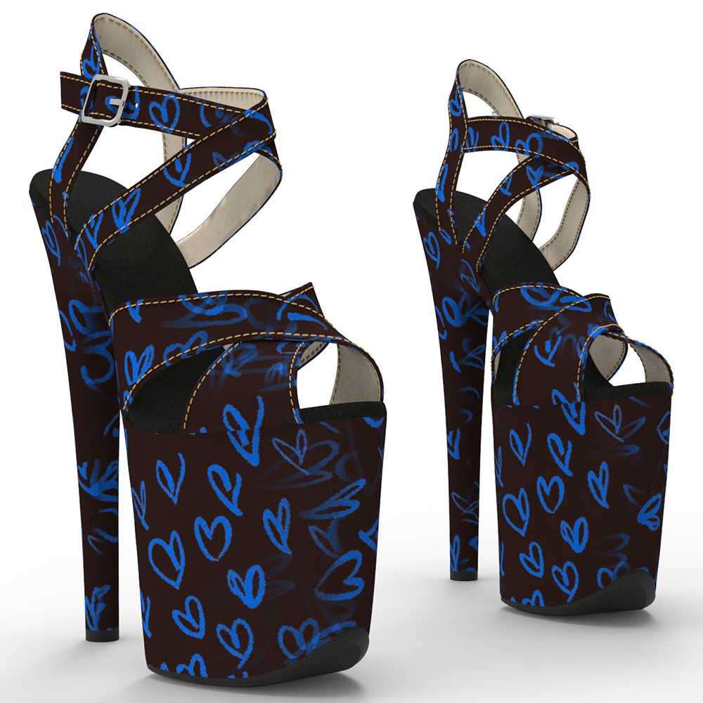 TAAFO 20cm/ 8inches Style Patent PU Platform High Heel Sandals Pole Dance Shoes