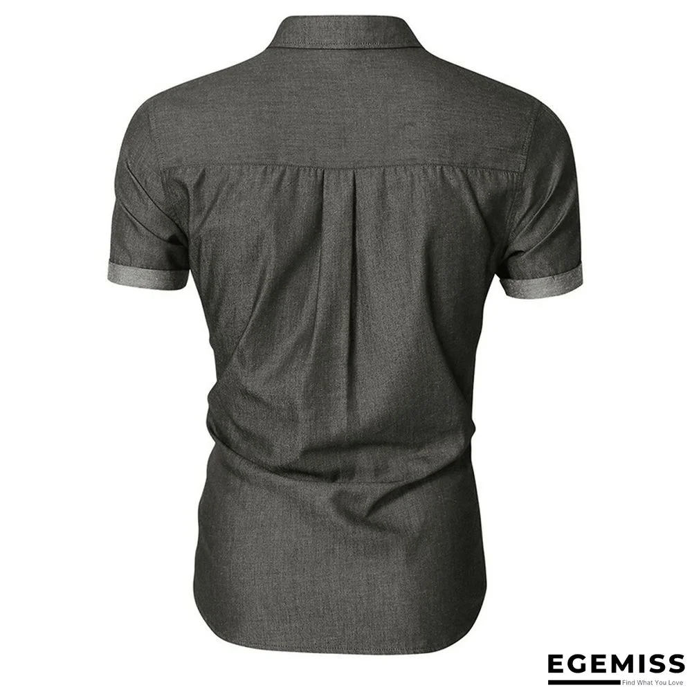 Business Men's Jeans Short Sleeve Shirt Non Iron Casual Men's Shirt | EGEMISS