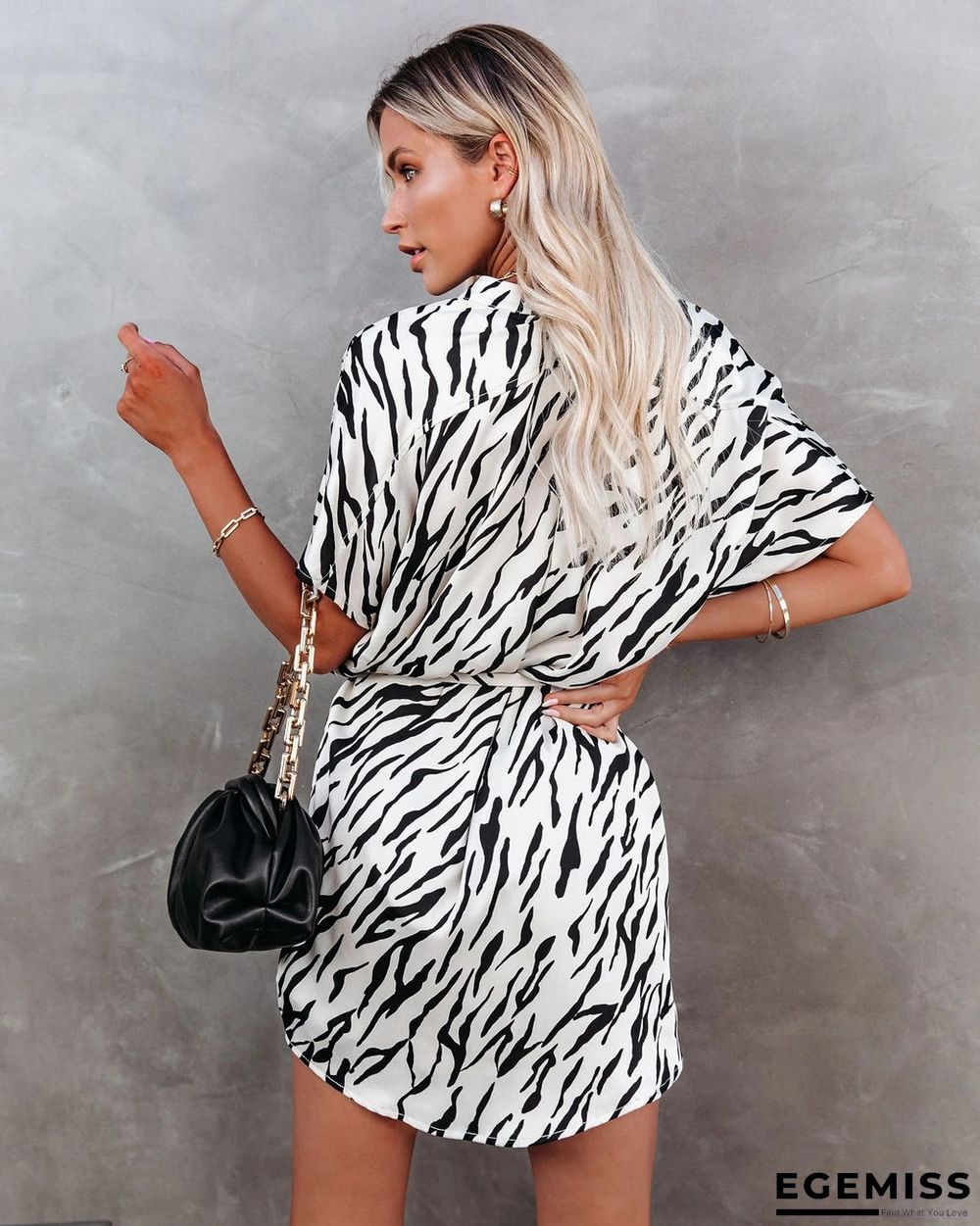 Casual Loose Temperament Shirt V-neck Dress | EGEMISS