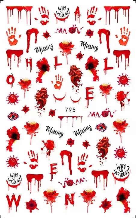 Churchf New 3D Self-Adhesive Bohemia Lovly Red Lips Image Nails Stickers for Nails Sticker Decorations Manicure Z0452-Nail Inspo