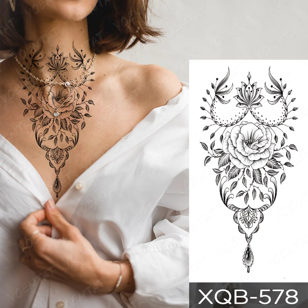 Sdrawing Temporary Tattoo Sticker Henna Mehndi Totem Flash Tatto Lotus Flower Hand Fingers Body Art Arm Fake Tatoo Men Women