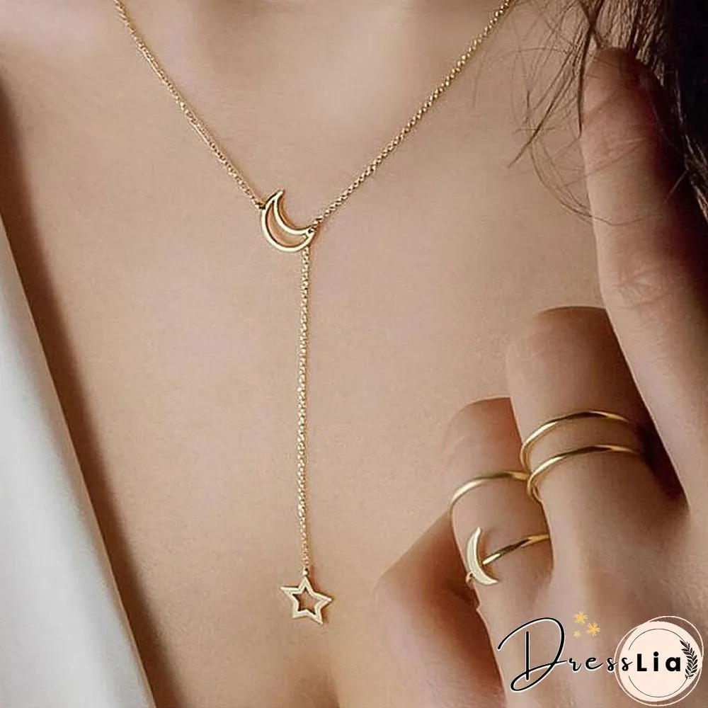 Multilayer Moon Alloy Metal Disc Gold Pendant For Women New Trend Female Jewelry Collar