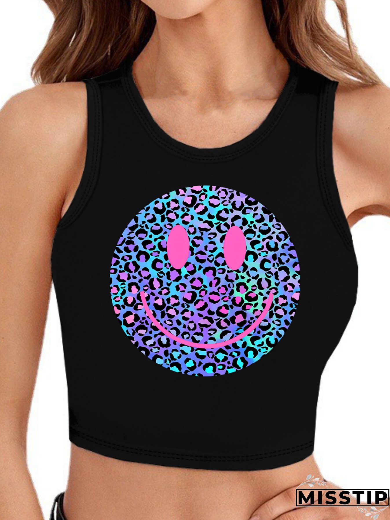 Women Casual Crop Letter Print Top