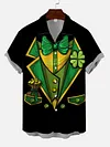 Bag Of Gold St. Patrick'S Day Tuxedo Printing Cuban Collar Men's Short Sleeve Shirt