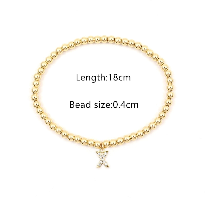 Copper Inlay Letter Zircon Bracelets