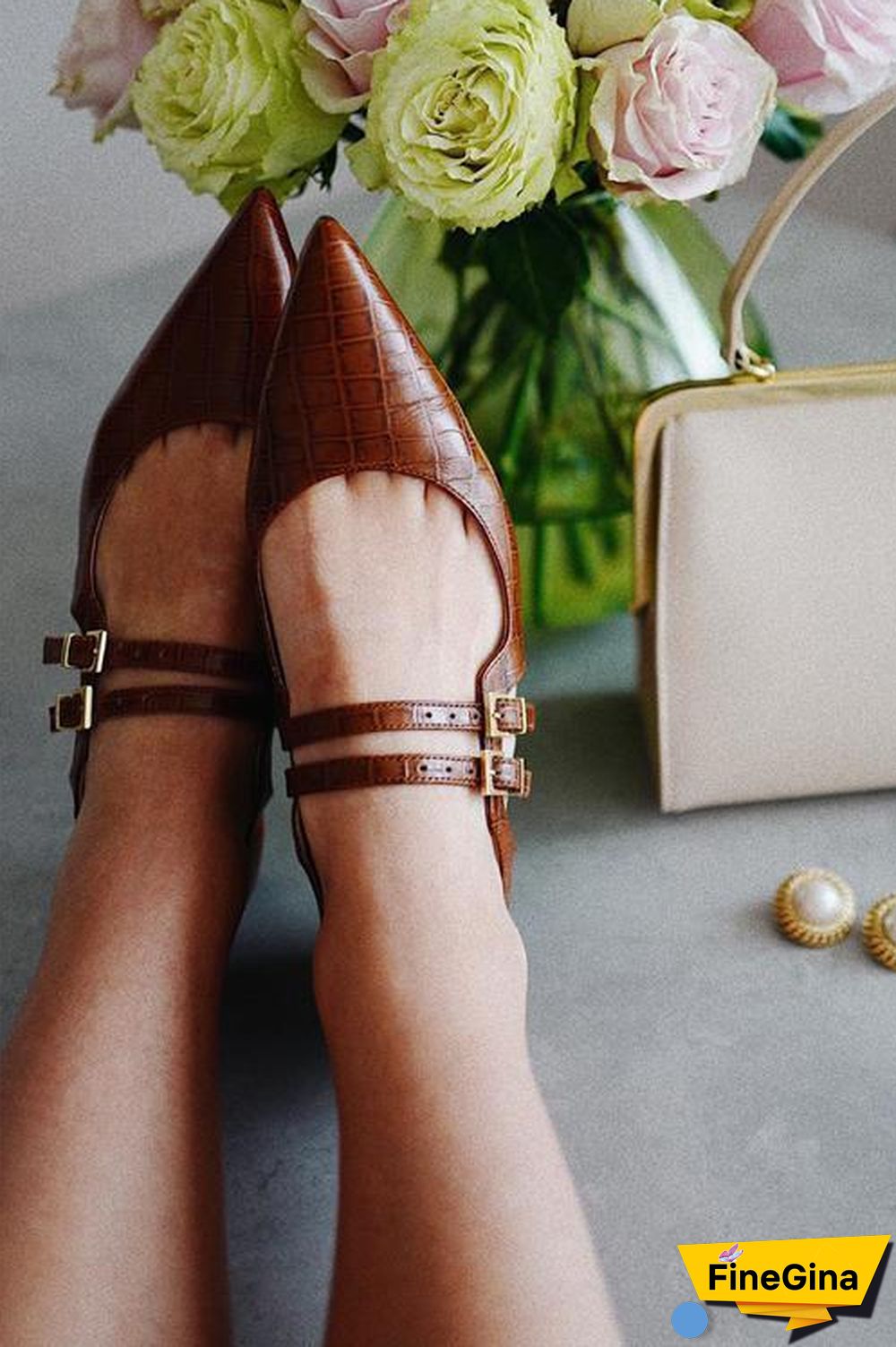 Point Toe Strap Flats