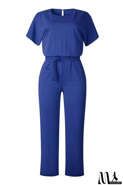 MidiSono - Short Sleeve Knot Jumpsuit