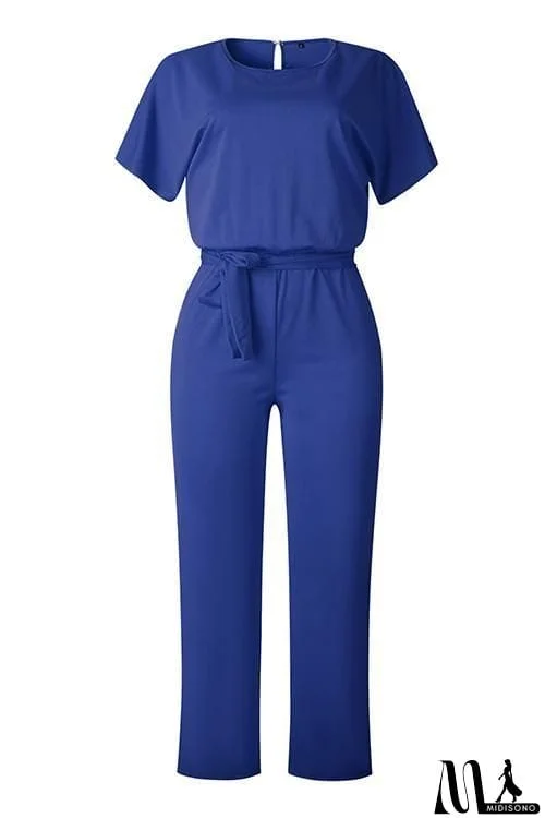 MidiSono - Short Sleeve Knot Jumpsuit