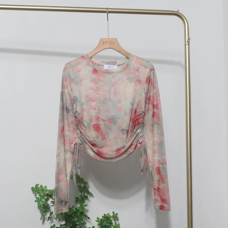 Uveng Design With A Thin-Dyed Sexy Mesh Long-Sleeved Sunscreen T-Shirt With A Short Top 8928