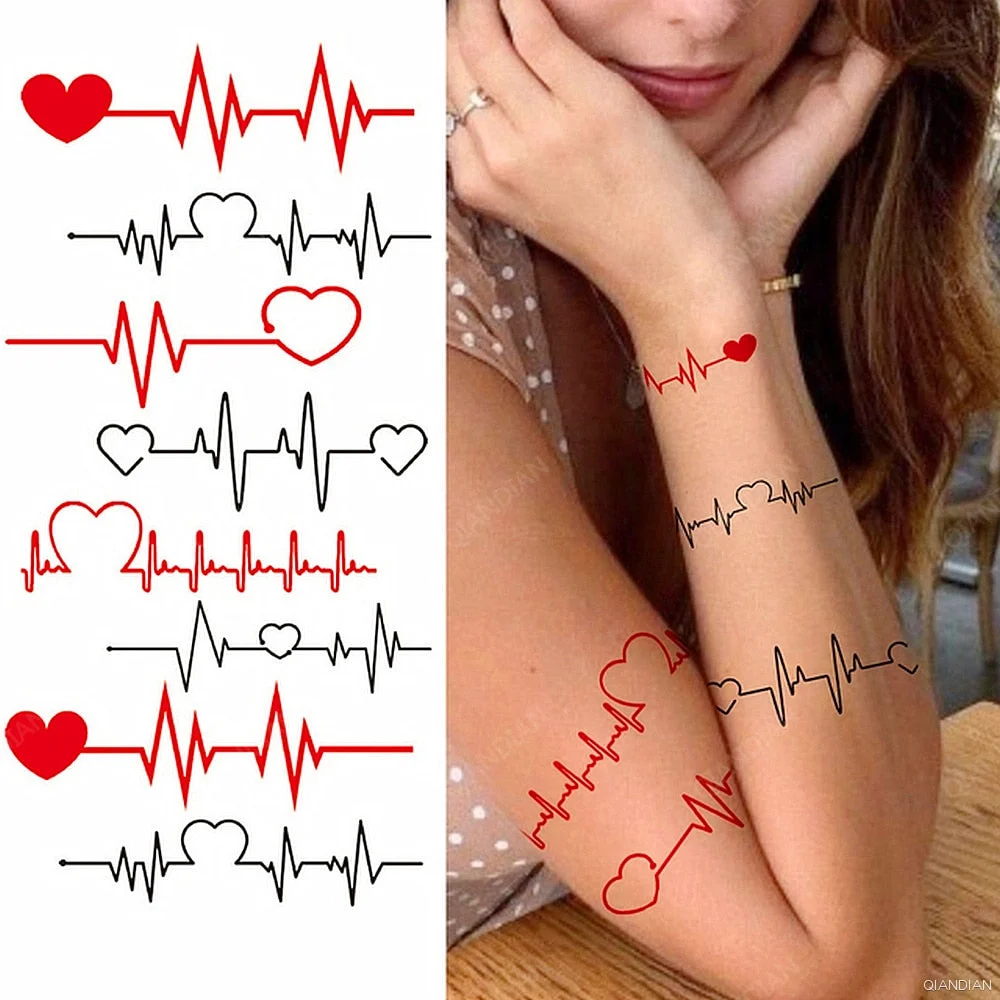 Watercolor Arm Letter Temporary Tattoos Sleeve English Word Lip Print Feather Decorate Realistic Fake Body Women Totem Sticker