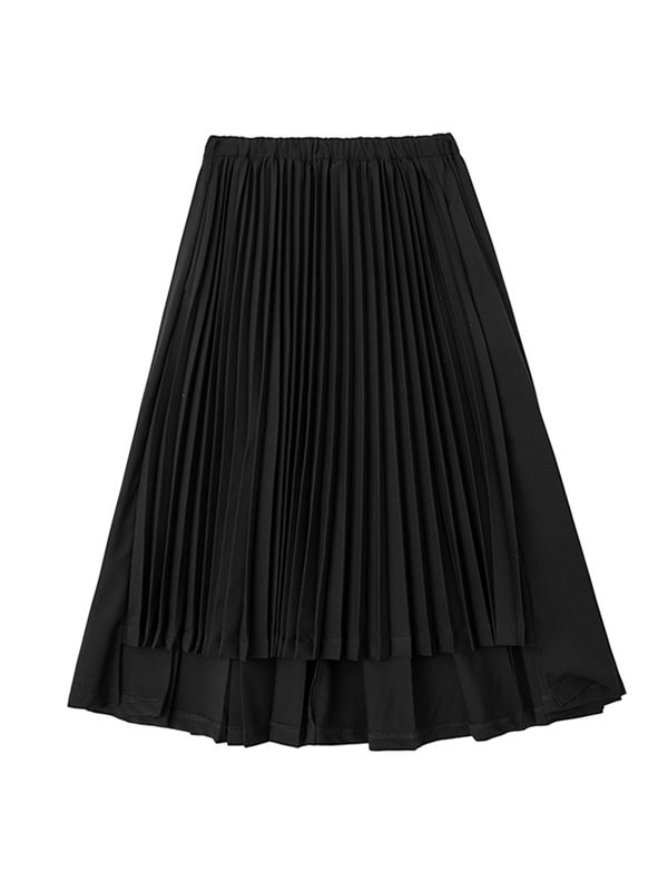 Stylish Solid Color Irregular Empire Waisted Pleated Skirts