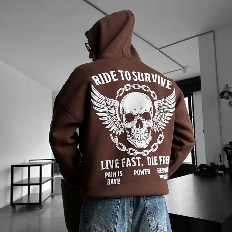 Stylish Skull And Letter Print Hoodie