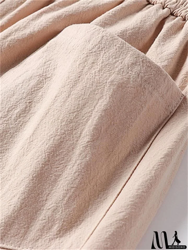 MidiSono - Summer Drawstring Design Loose Wide-Leg Casual Cropped Trousers