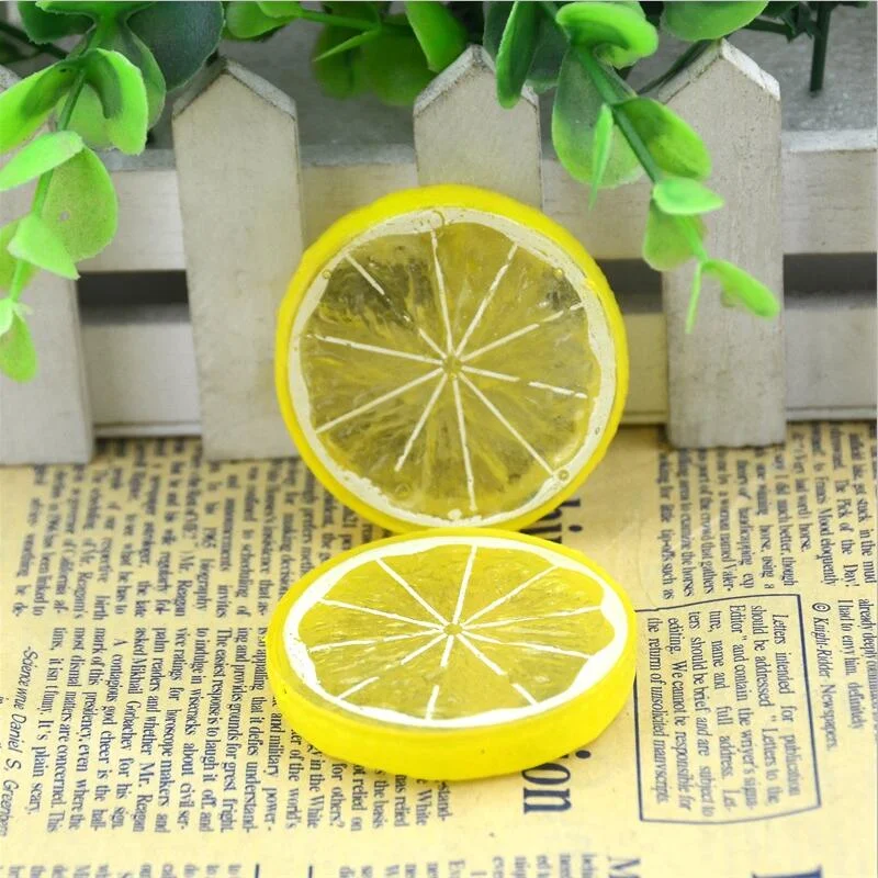 3PCS Mini Artificial Fruit Simulation Lemon Slices 3 Colors Resin Fake Artificial Fruit Model Party Kitchen Wedding Decoration
