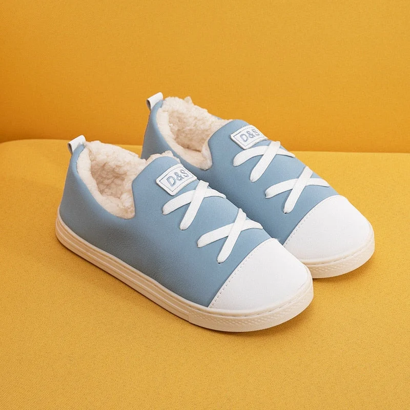 Comemore Man Women Winter Home Warm Cotton Slippers Couple Bedroom Indoor Sneakers New Woman Fluffy Slides Plush House Shoes 202