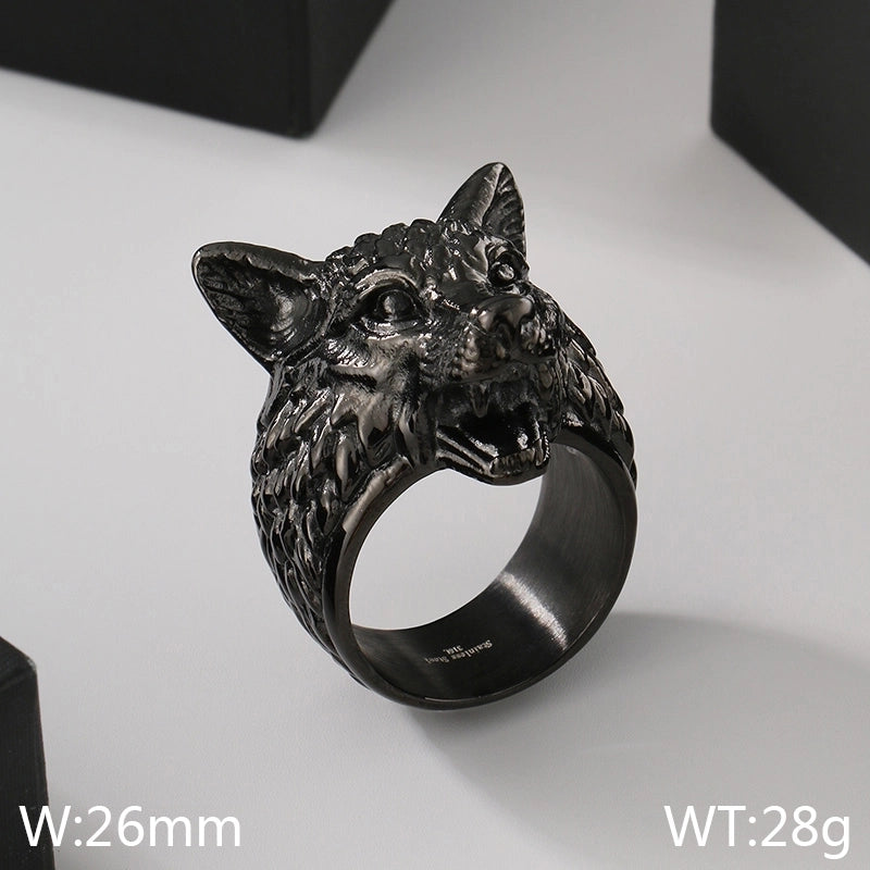 Jewelry Vintage Style Wolf 304 Stainless Steel 18K Gold Plated Rings